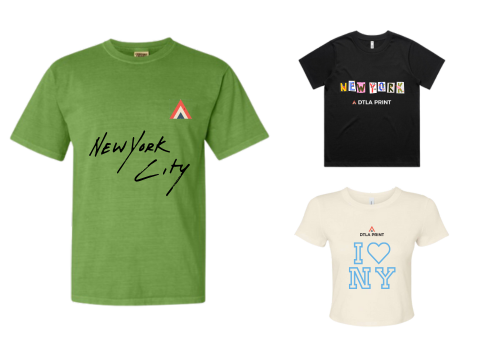 T-shirt mockups printed with New York and business logo