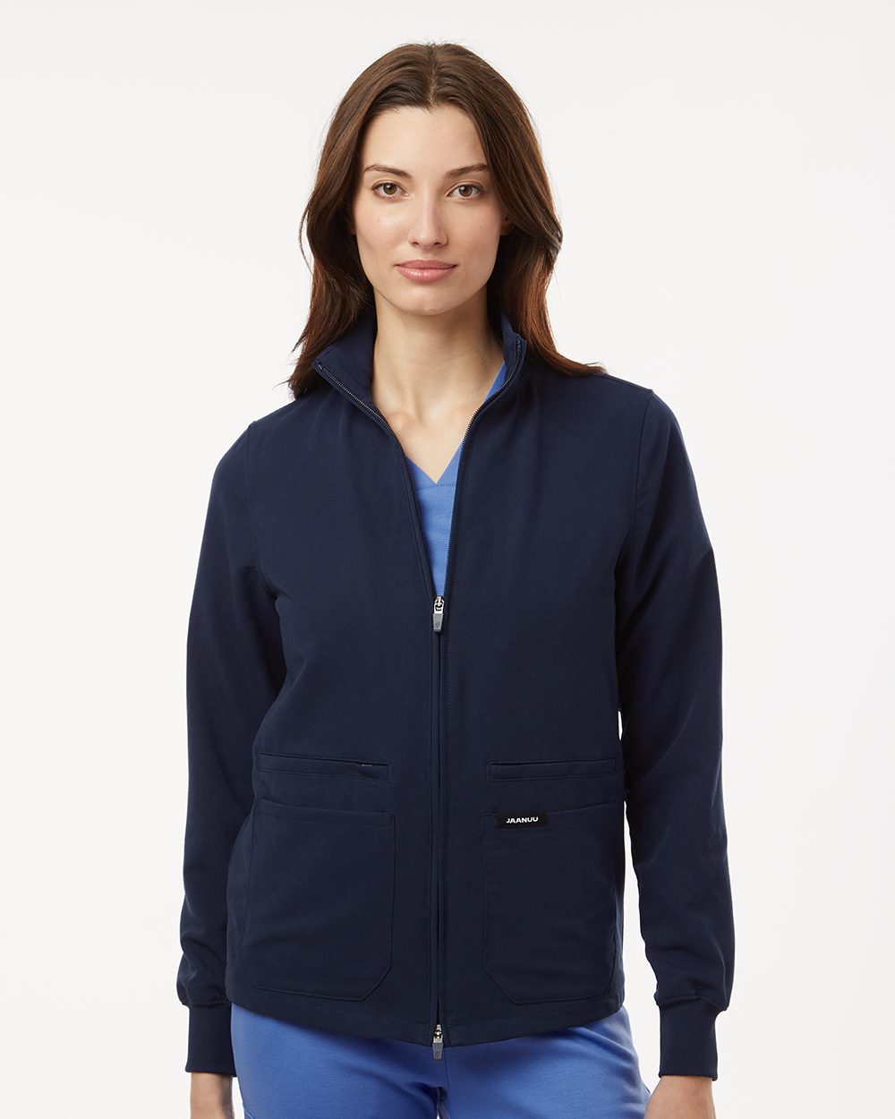 Jaanuu - Womens Ceri Essential Full-Zip 6-Pocket Scrub Jacket