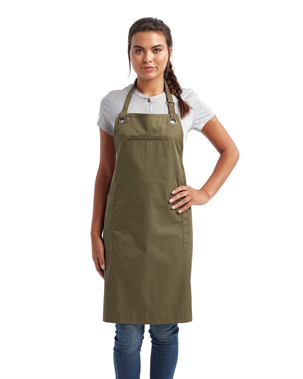 Artisan Collection by Reprime - Barley Stitch Recycled Bib Apron with Pockets