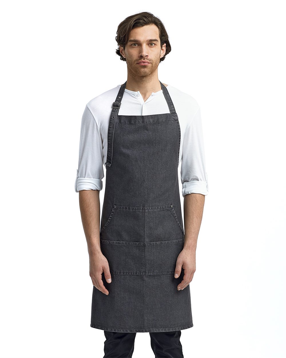 Artisan Collection by Reprime - Four-Pocket Jeans Stitch Denim Bib Apron